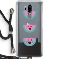 Smiley watermeloen: LG G7 Thinq Transparant Hoesje met koord