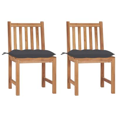 Tuinstoelen 2 st met kussens massief teakhout