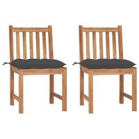Tuinstoelen 2 st met kussens massief teakhout