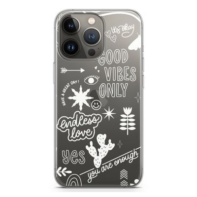 Good vibes: iPhone 13 Pro Transparant Hoesje