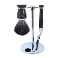 Edwin Jagger Shaving Sets Gilette Mach 3 3pc Imitation Ebony & Chrome Plated Set Ref.S21M726CR