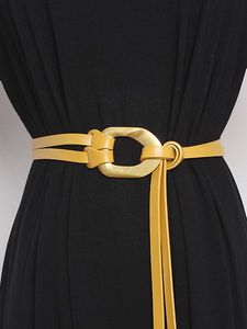 Fashionable Metal Buckle Split Leather Adjustable Double Belt