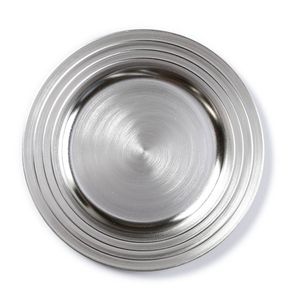 Ronde zilverkleurige onderzet bord/kaarsonderzetter 33 cm - Kaarsenplateaus