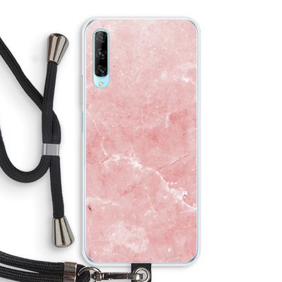 Roze marmer: Huawei P Smart Pro Transparant Hoesje met koord