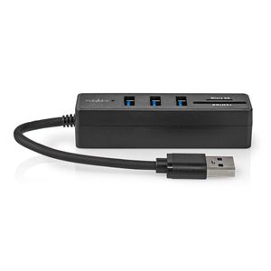 Nedis USB-Hub | USB-A Male | 3x USB A Female | 5-Poorts poort(en) | USB 3.2 Gen 1 | USB Gevoed | 5 Gbps | SD & MicroSD - CCGB61250BK01
