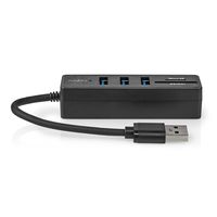 Nedis USB-Hub | USB-A Male | 3x USB A Female | 5-Poorts poort(en) | USB 3.2 Gen 1 | USB Gevoed | 5 Gbps | SD & MicroSD - CCGB61250BK01