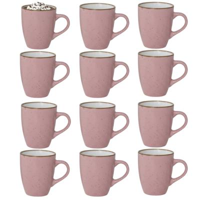 Gerimport Koffie / thee mok Sweets - 12x stuks - roze - 350 ml - keramiek