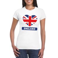 Engeland hart vlag t-shirt wit dames