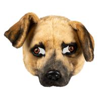 bruine hond dieren verkleedmasker - pluche - volwassenen - Horror/halloween - carnaval - half gezich - thumbnail
