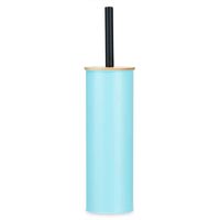 Berilo Alicante Toiletborstel in houder/wc-borstel - rvs metaal met bamboe - turquoise blauw - 38 cm   -