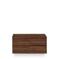 Porto Badmeubelset 120 cm - 4 laden Walnoot - Wastafel Bovenblad Walnoot