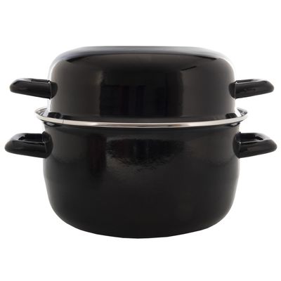 Mosselpan/mosselpot emaille zwart 24 cm