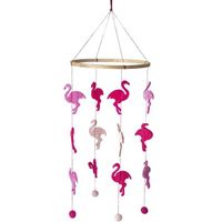 Kinderkamer boxmobiel flamingos thema 45 cm hout/vilt   -