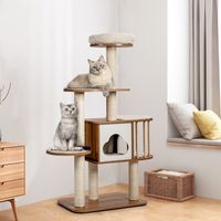 Meerdere Niveaus van de Kat Activiteit Boom Poesje Klimmen Toren met Sisal Bedekte Krassen Palen Pluche Zitstok Huisje & Platformen