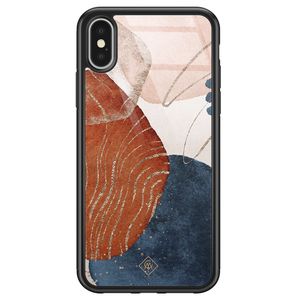 iPhone X/XS glazen hardcase - Abstract terracotta