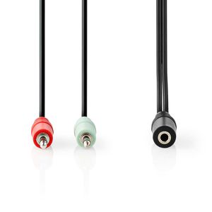 Nedis CAGB22160BK02 stereo audiokabel 3.5mm female - 2x 3.5mm male 0.12m