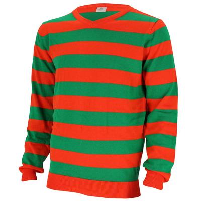 Carnaval verkleed trui Tilburg - v-hals - oranje/groen gestreept - dames / heren - Kruikenstad