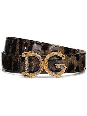 Dolce & Gabbana ceinture imprimée à boucle DG - Marron