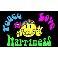 Flower Power versiering vlag - 90 x 150 cm - Peace - Love - Happiness - Hippies - Sixties