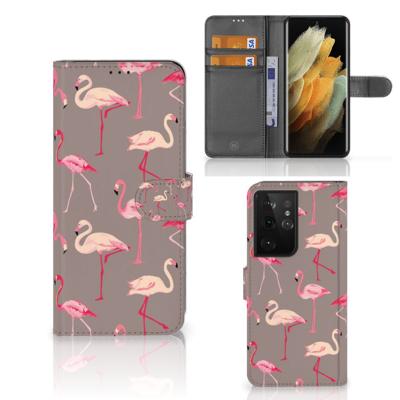 Samsung Galaxy S21 Ultra | Telefoonhoesje | Met pasjeshouder | Flamingo