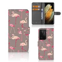 Samsung Galaxy S21 Ultra | Telefoonhoesje | Met pasjeshouder | Flamingo