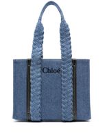 Chloé sac à main Woody médium en jean - Bleu