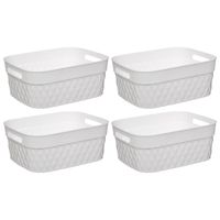 5Five Opbergmand/box van kunststof - 4x - wit - 21 x 27 x 11 cm - 5 liter