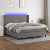 Boxspring met matras en LED stof donkergrijs 180x200 cm
