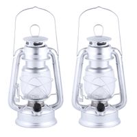 Set van 3x stuks LED lantaarn/windlicht zilver op batterijen 11,5 x 15 x 24 cm