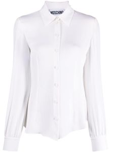 Moschino chemise en soie à ourlet évasé - Blanc