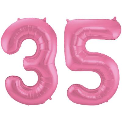 Folat Verjaardag Leeftijd folieballon - 35 jaar - roze - 86 cm - cijferballon groot