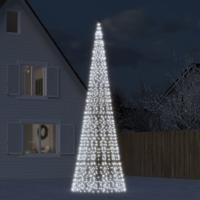 LED-kerstboom aan vlaggenmast 1534 LEDs koud wit 500 cm