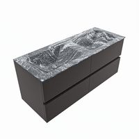 MONDIAZ VICA-DLUX 120cm badmeubel onderkast Dark grey 4 lades. Inbouw wastafel CLOUD dubbel 2 kraangaten, kleur Lava, en spiegel model SPOT - thumbnail