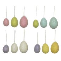 12x Gekleurde glitter plastic/kunststof eieren/Paaseieren 4-6 cm    -