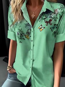 Butterfly Loose Shirt Collar Casual Blouse