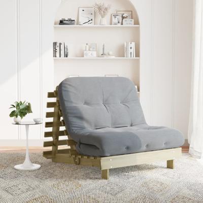 Futon slaapbank met matras 100x206x11 cm geïmpregneerd hout