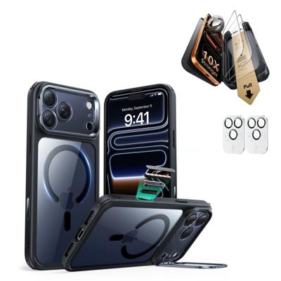 iPhone 17 Pro Bundle Classic Hybrid Magnetic Case (Camera Control, Stash Stand) and Armorite Pro Screen Protector - Clear Black iPhone 17 Pro Bundle Classic Hybrid Magnetic Case (Camera Control, Stash Stand) and Armorite Pro Screen Protector - Clear Black