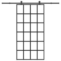 Schuifdeur met beslagset 102x205 cm aluminium en ESG-glas