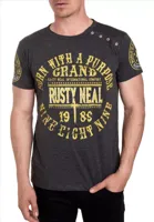 RustyNeal - Heren T-Shirt - Antraciet - Knopen