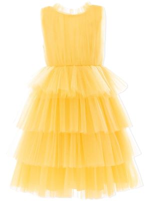 Tulleen robe en tulle à volants superposés - Jaune