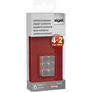 Sigel Magneet C5 Strong (b x h x d) 10 x 10 x 10 mm dobbelsteen Zilver 6 stuk(s) GL192