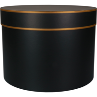 Geschenkdoos | Confetti | karton + PP | 22cm | Ø30cm | zwart/goud | 8 stuks