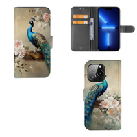 Telefoonhoesje met Pasjes voor iPhone 13 Pro Vintage Pauwen