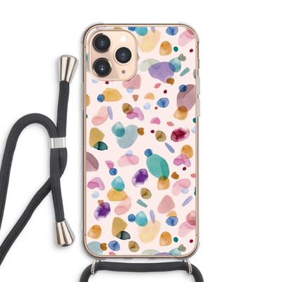 Terrazzo Memphis Pink: iPhone 11 Pro Max Transparant Hoesje met koord