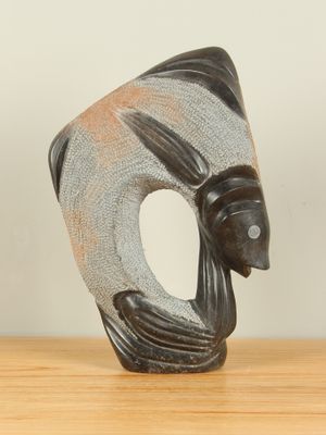 Natuurstenen beeld Fish nr. 2, 35 cm