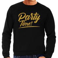 Party time - gouden letters - sweater - zwart - heren - Glitter en Glamour thema - party kleding