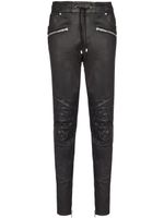 Balmain pantalon matelassé en cuir - Noir