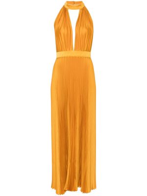L'IDÉE robe longue plissée Chateau à découpe - Orange