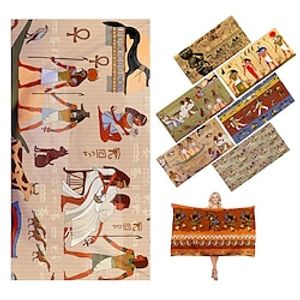 1pc moderne retro kleurrijke egyptische muurschildering digitaal printen rechthoekige strandlaken badkamer sneldrogende absorberende microfiber handdoek vrouwen Lightinthebox