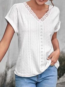 V Neck Casual Plain Knitted T-Shirt